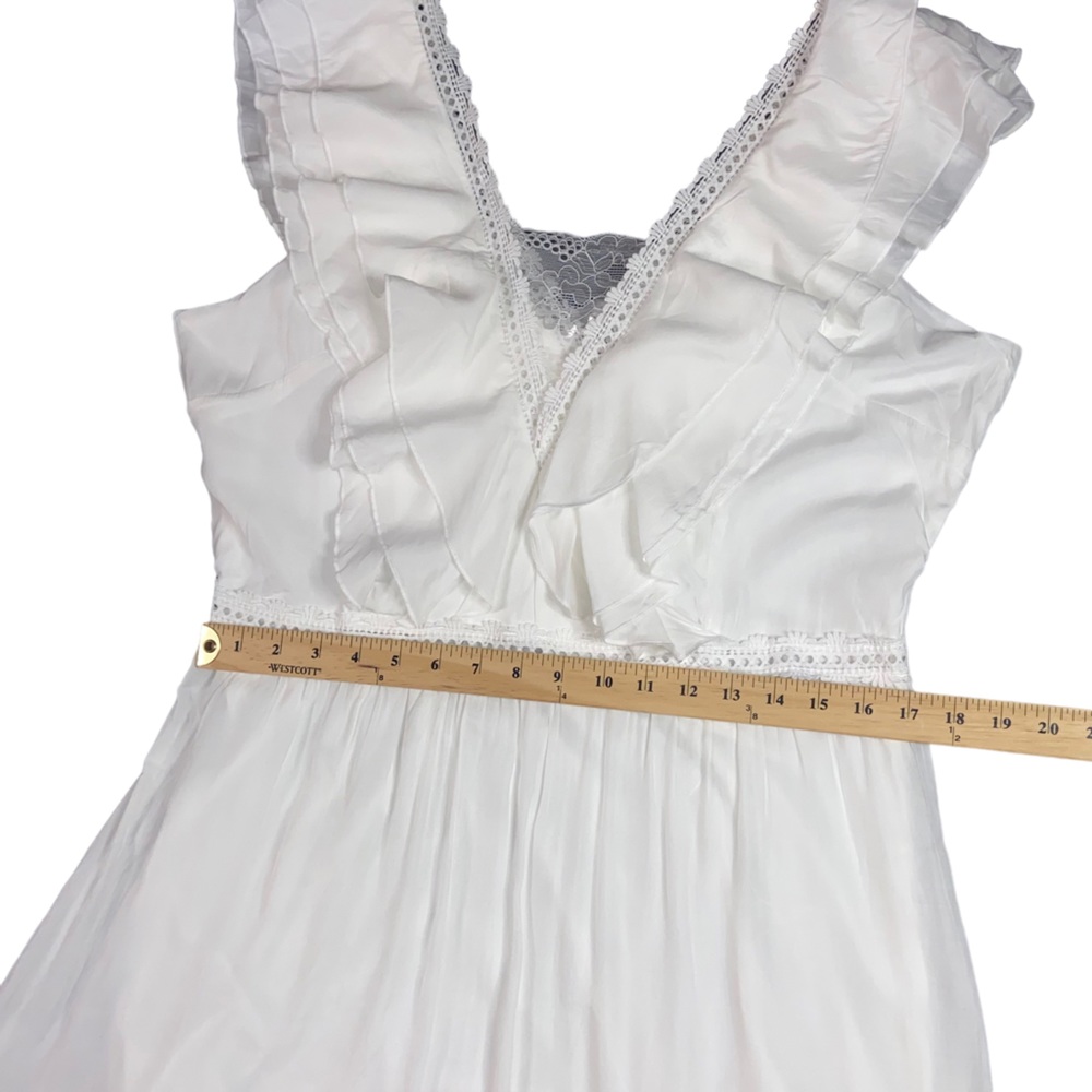 ✨NEW✨ Boho V-Neck White Ruffled Maxi Lace Feminine Maxi Dress - Women’s XL - Picture 5 of 13